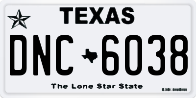 TX license plate DNC6038