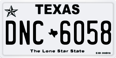 TX license plate DNC6058