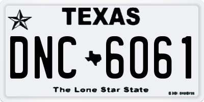 TX license plate DNC6061