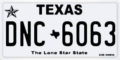 TX license plate DNC6063