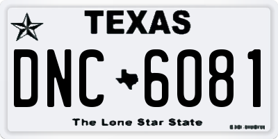 TX license plate DNC6081