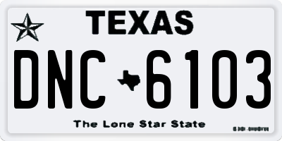 TX license plate DNC6103