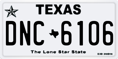 TX license plate DNC6106