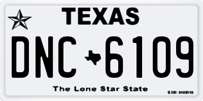 TX license plate DNC6109