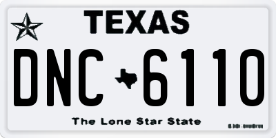 TX license plate DNC6110