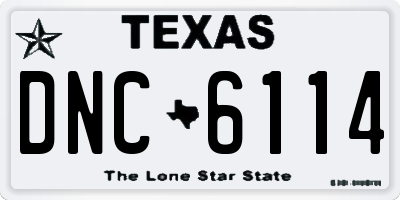 TX license plate DNC6114