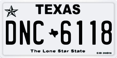 TX license plate DNC6118