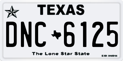 TX license plate DNC6125