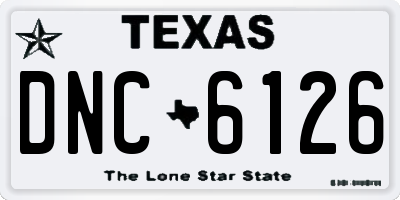 TX license plate DNC6126