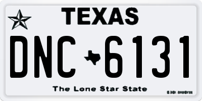 TX license plate DNC6131