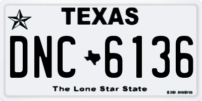 TX license plate DNC6136