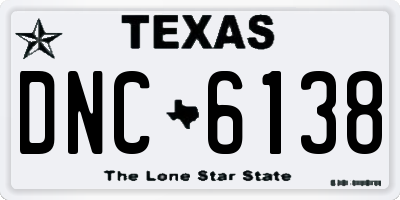 TX license plate DNC6138