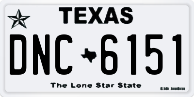 TX license plate DNC6151