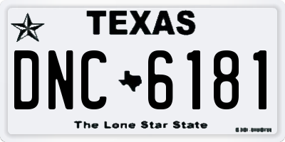 TX license plate DNC6181