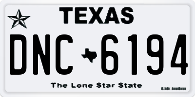 TX license plate DNC6194