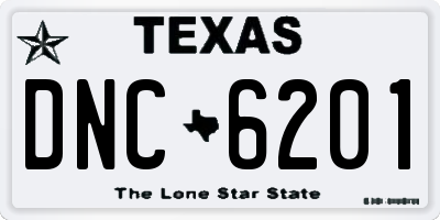 TX license plate DNC6201