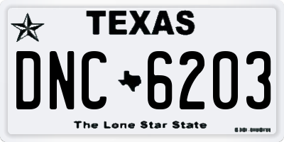 TX license plate DNC6203