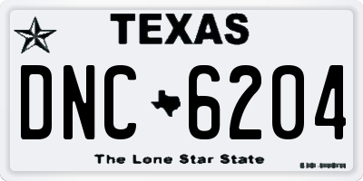 TX license plate DNC6204