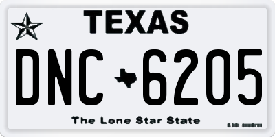 TX license plate DNC6205