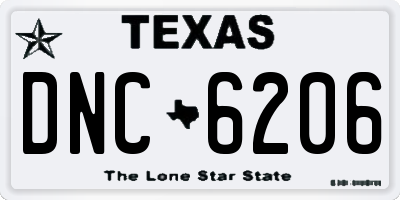 TX license plate DNC6206