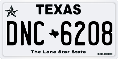 TX license plate DNC6208