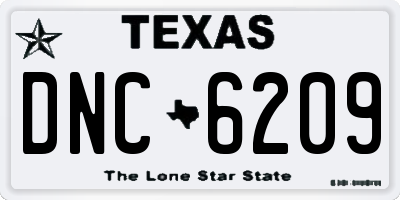 TX license plate DNC6209