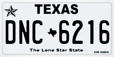 TX license plate DNC6216