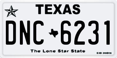 TX license plate DNC6231