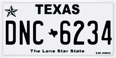 TX license plate DNC6234