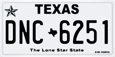 TX license plate DNC6251