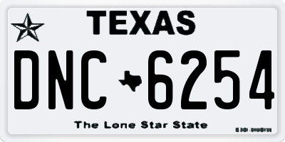 TX license plate DNC6254