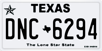 TX license plate DNC6294