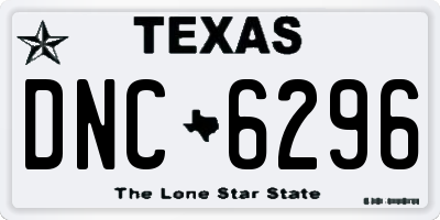 TX license plate DNC6296