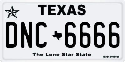 TX license plate DNC6666