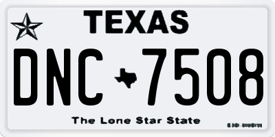 TX license plate DNC7508