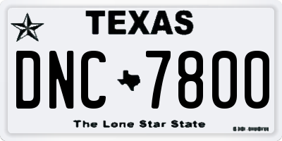 TX license plate DNC7800