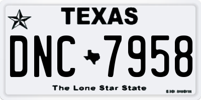 TX license plate DNC7958