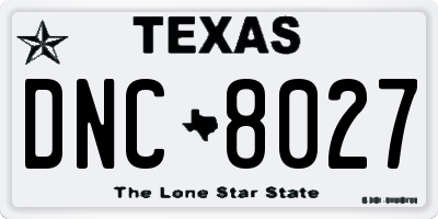 TX license plate DNC8027