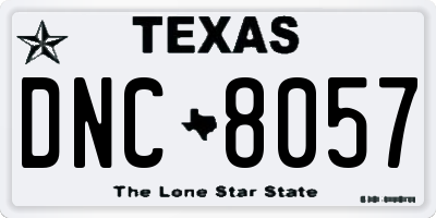 TX license plate DNC8057