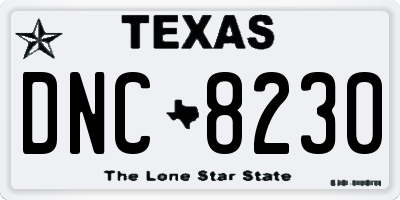 TX license plate DNC8230