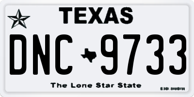 TX license plate DNC9733