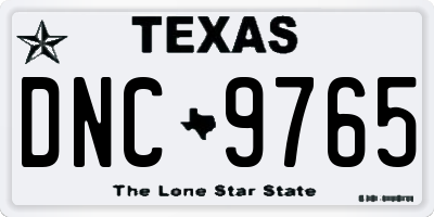 TX license plate DNC9765