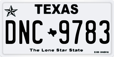 TX license plate DNC9783