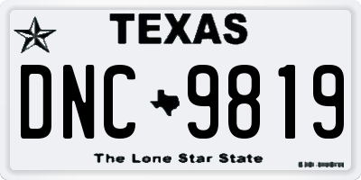 TX license plate DNC9819