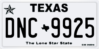 TX license plate DNC9925