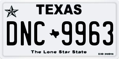 TX license plate DNC9963