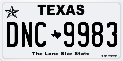 TX license plate DNC9983