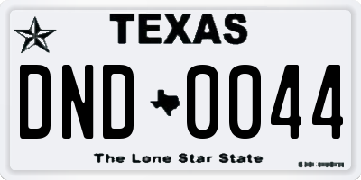 TX license plate DND0044
