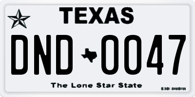 TX license plate DND0047