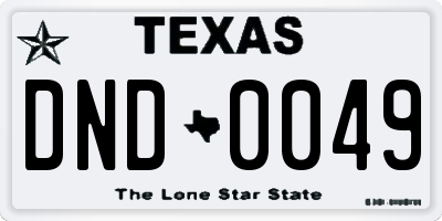 TX license plate DND0049